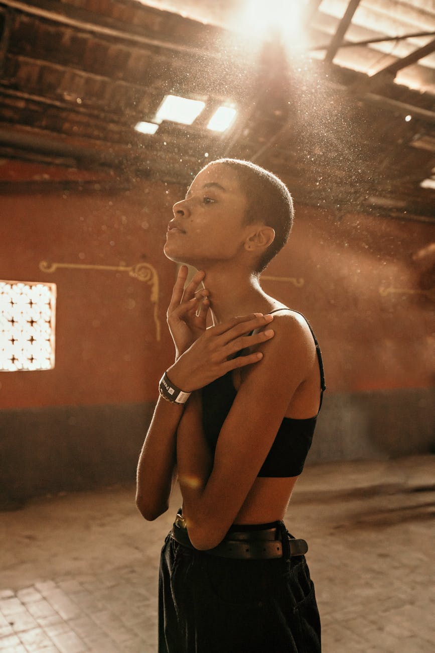 woman in black sexy top